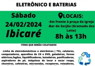 Coleta de lixo eletrônico e baterias é concluída com sucesso em Ibicaré