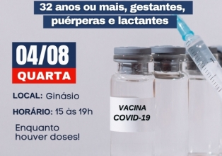 Maiores de 32 anos receberão a 1ª dose da Vacina da COVID 19, amanhã em Treze Tílias