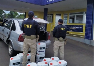 Policiais rodoviários federais apreenderam 260 litros de agrotóxico.
