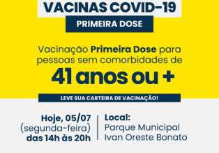 Município de Joaçaba imuniza hoje pessoas com 41 anos acima