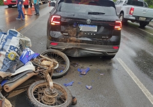 Acidente na SC-135 em Videira deixa motociclista ferido, que foi encaminhado para o Hospital  