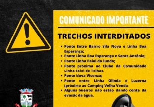 Prefeitura de Água Doce alerta sobre trechos interditados