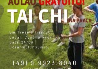 Administração municipal e Studio Tigre Branco de Florianópolis promovem aula gratuita de Tai Chi em Treze Tílias