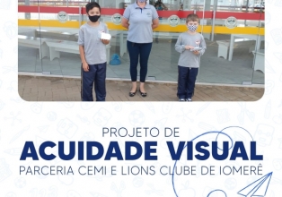 Alunos do Cemi recebem óculos por meio de parceria com o Lions Clube de Iomerê