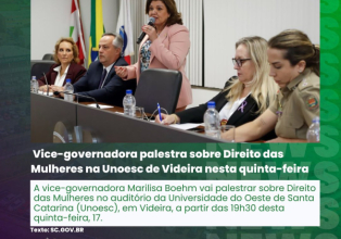 Vice Governadora estará em Videira nesta quinta-feira (17)
