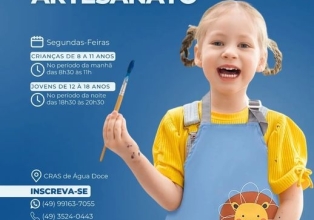 Água Doce oferece oficinas de artesanato para crianças e adolescentes