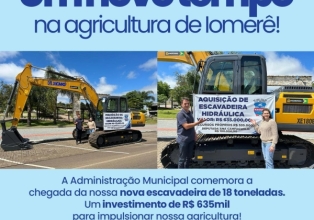 Prefeitura de Iomerê adquire nova escavadeira hidráulica