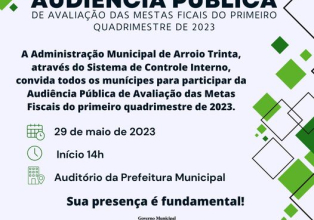 Prefeitura promove Audiência Pública de Avaliação das Metas Fiscais 1º Quadrimestre de 2023