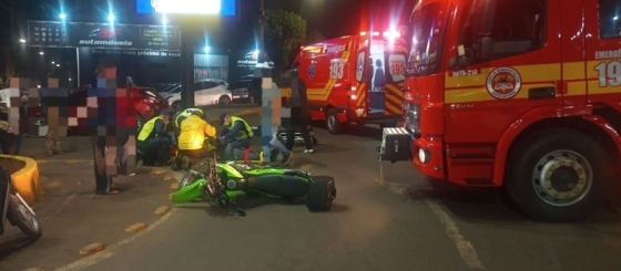 Motociclista fica ferido após colisão com outro veículo em Campos Novos