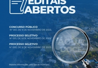 Prefeitura de Água Doce abre um Concurso Público e dois Processos Seletivos