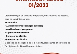 Prefeitura de Treze Tílias abre inscrições de Chamada Pública