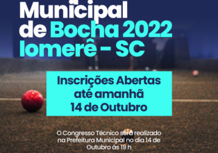 Encerra hoje o período de Inscrições para o Campeonato Municipal de Bocha