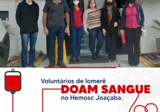 Voluntários de Iomerê doam sangue no Hemosc Joaçaba