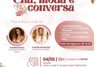 Núcleo da Mulher Empresária da ACIOC promoverá chá com desfile de moda no dia 4 de maio. Garanta seu ingresso