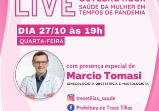 Secretaria de Saúde de Treze Tílias realiza live em alusão ao Outubro Rosa