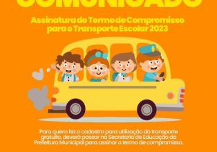 Pais de alunos tem que realizar Assinatura do Termo de Compromisso para transporte a outras cidades