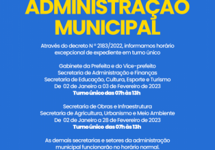 Administração municipal  de Iomerê decreta turno único em alguns setores. 