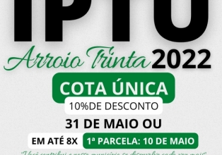 Prefeitura de Arroio Trinta disponibiliza carnês do IPUT 2022