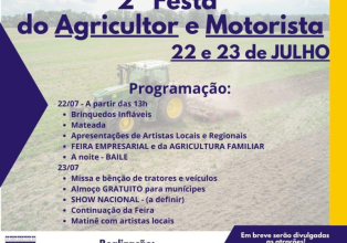 Divulgada a programação da 2ª Festa do Agricultor e Motorista
