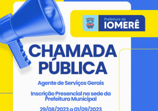 Prefeitura abre chamada pública para contratação de agente de serviços gerais.